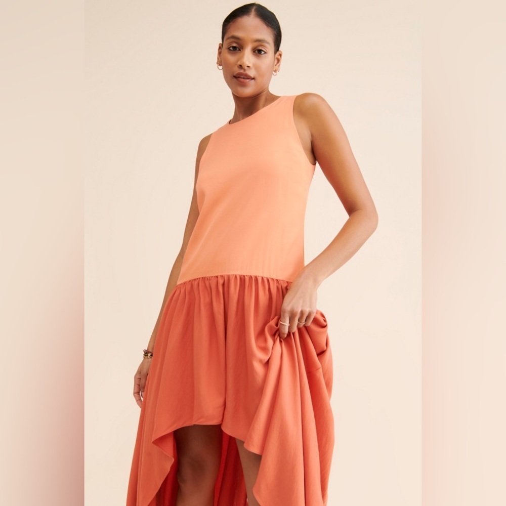 Anthropologie Hutch Orange Sleeveless Colorblock Dress - Picture 2 of 9